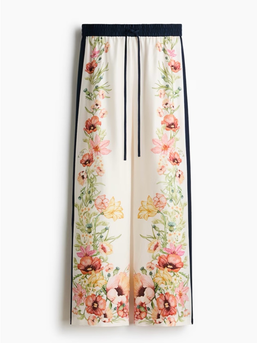 H&M NWT CREAM FLORAL PRINTED LYOCELL PANTS
